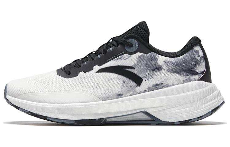 Anta Lace Up Fabric Cushioning Slip Resistant Low top Running Shoes Men's Black White