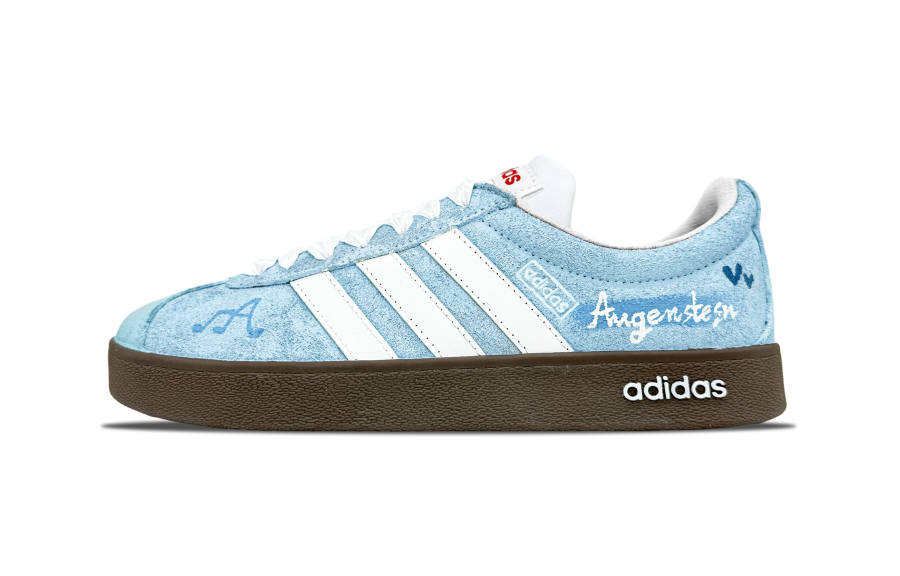 Adidas Adidas VL COURT 2.0 Sky Blue Slip Resistant Abrasion Resistant Low top Skateboard Shoes Unisex Blue White
