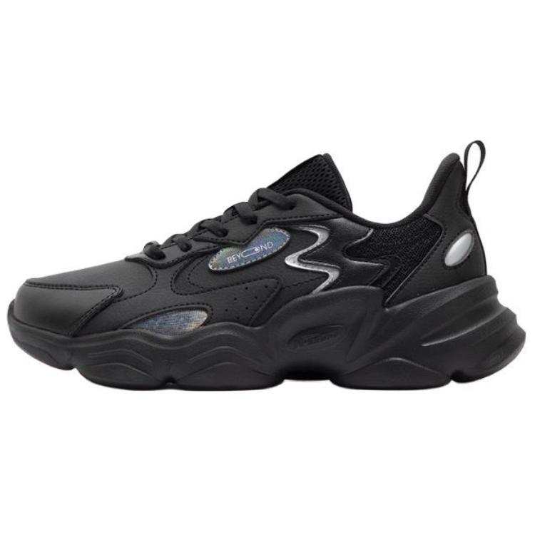 361° Synthetic Leather Cushioning Slip Resistant Lightweight Low top Running Shoes Women's Black