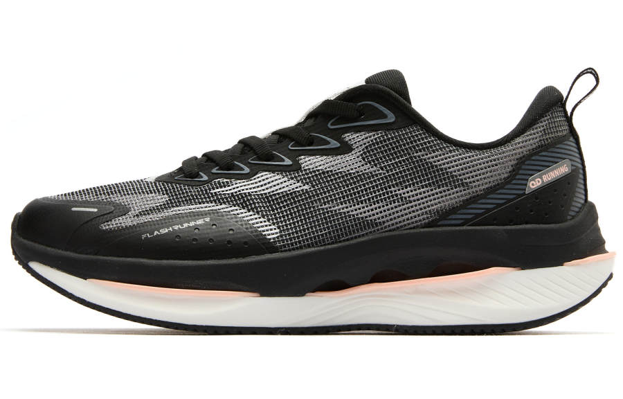 QIAODAN Fearless Cushioning Slip Resistant Abrasion Resistant Low top Running Shoes Women's Black White