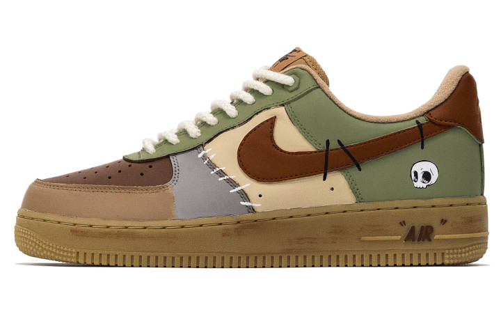 Nike Nike Air Force 1 Muddy Wild Cow Leather Low top Skateboard Shoes Unisex Brown Green