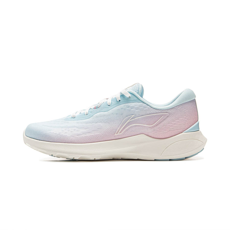 Li-Ning Li Ning Qingyi Textile Cushioning Slip Resistant Lightweight Low top Running Shoes Women's Pink Blue