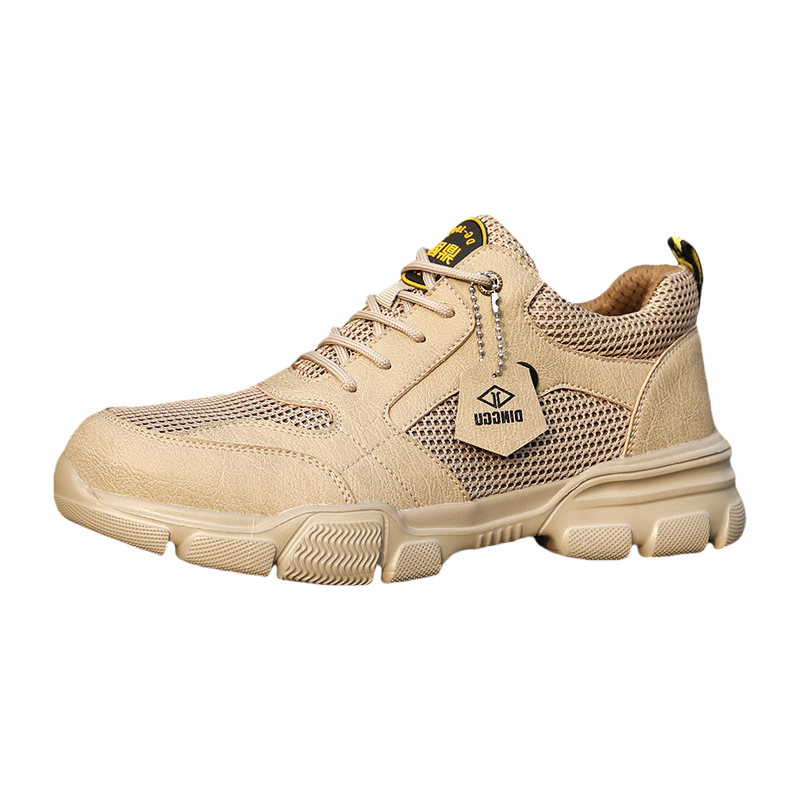 DINGGU Slip Resistant Coverage Rebound Low top Outdoor Shoes Men's Beige Yellow