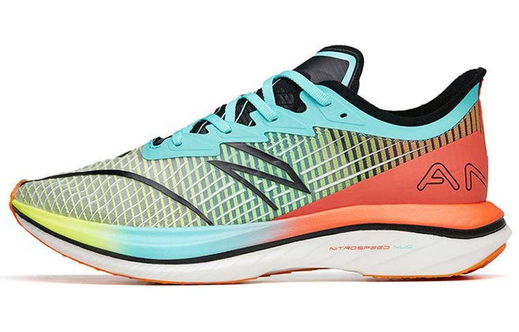Anta Cushioning Slip Resistant Abrasion Resistant Low top Running Shoes Men's Blue Orange White