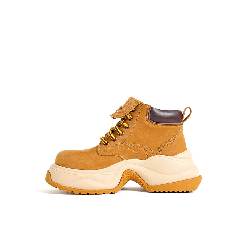 WANDER AROUND Top Grain Cow Leather Ankle Boots Women's Yellow