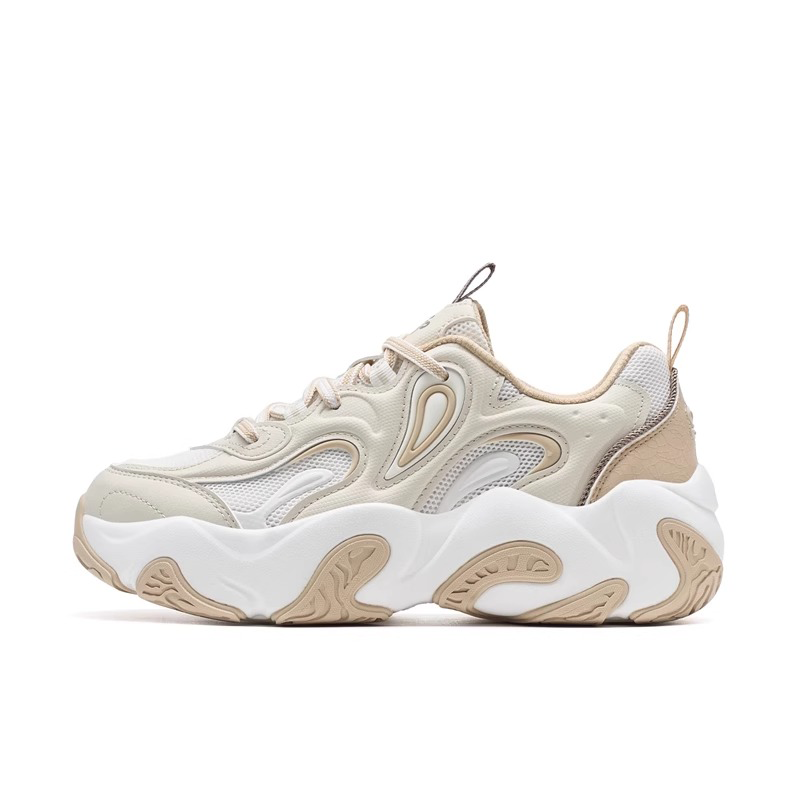 XTEP Cushioning Slip Resistant Height Increasing Low top Chunky Sneakers Women's Tea White Sail White