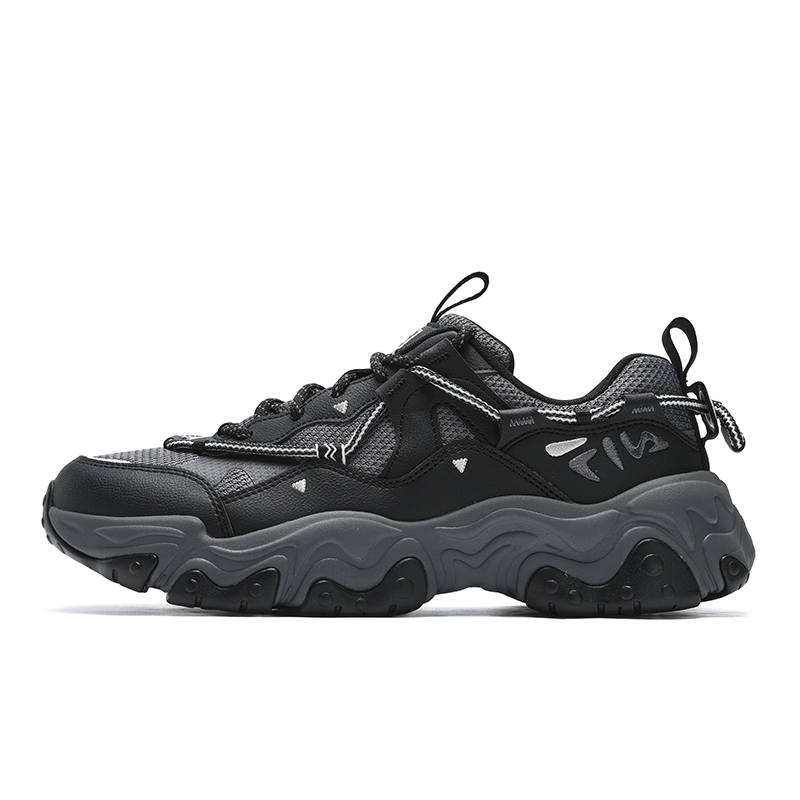 FILA Cat Paw 5 Moisture Wicking Coverage Low top Chunky Sneakers Men's Black Gray