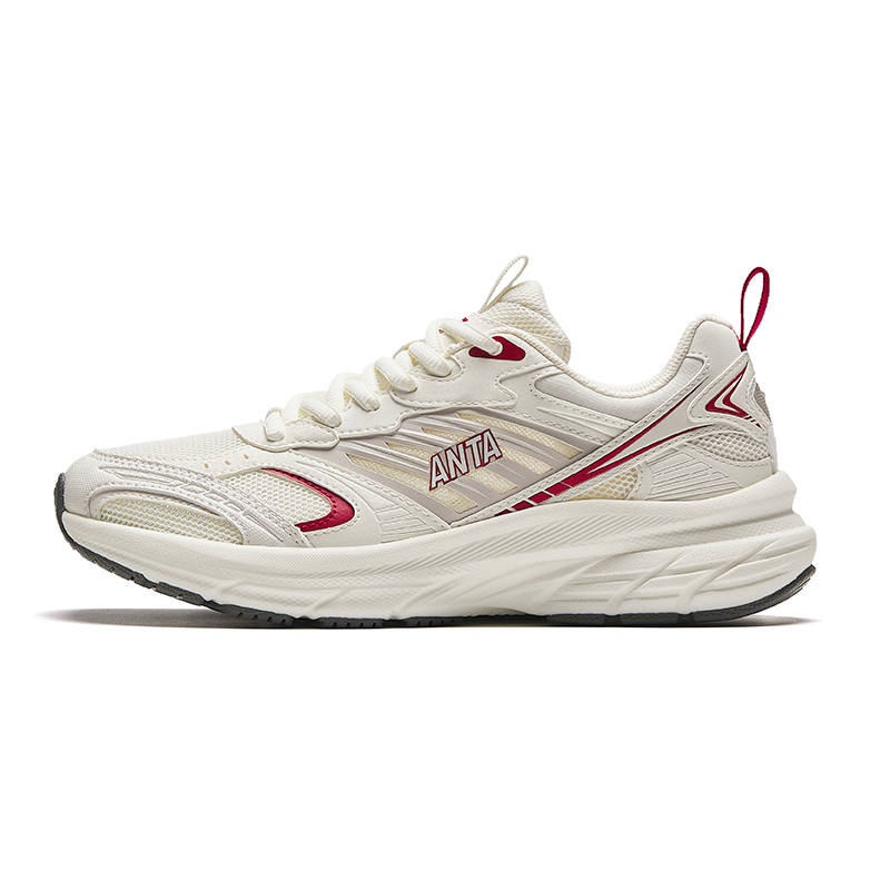Anta Cushioning Abrasion Resistant Breathable Height Increasing Low top Running Shoes Women's White Red