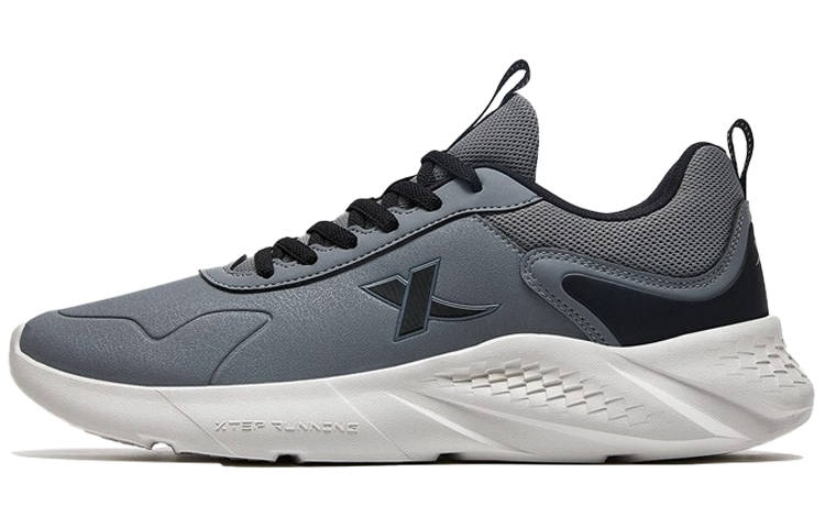 XTEP Synthetic Leather Cushioning Slip Resistant Abrasion Resistant Low top Running Shoes Men's Gray Hundred