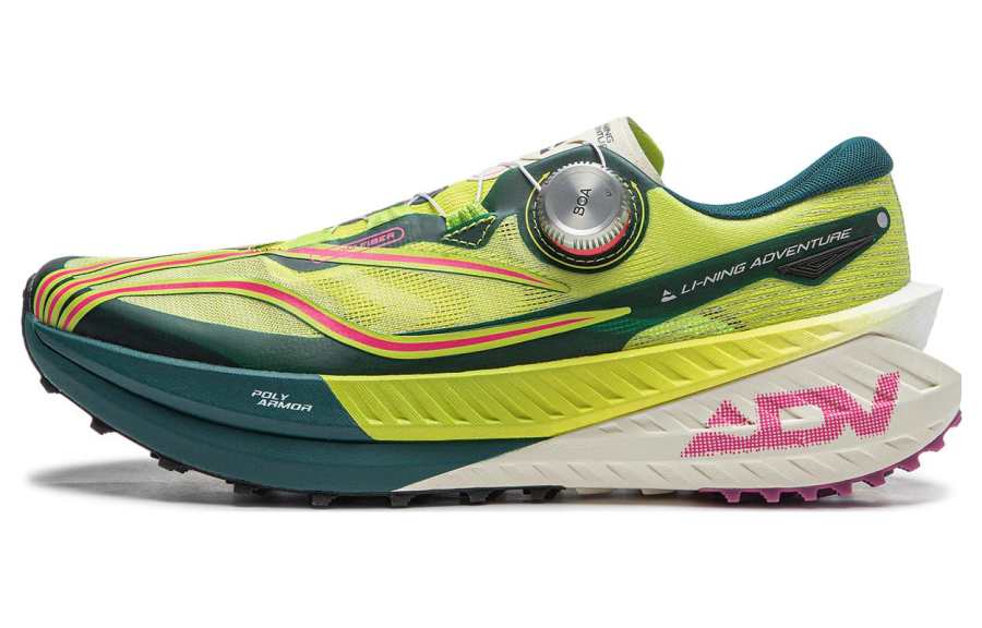 Li-Ning Li Ning Slip Resistant Abrasion Resistant Low top Running Shoes Men's Yellow Green