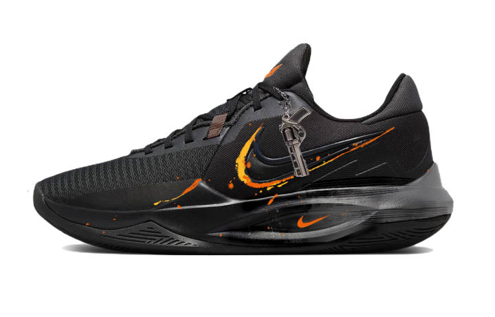 Nike Nike Precision 6 Gunfire Triple Black Abrasion Resistant Abrasion Resistant Low top Basketball Shoes Men's Black Yellow