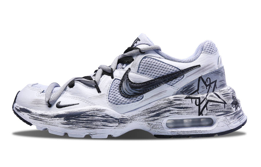 Nike Nike Air Max Fusion Fabric Cushioning Slip Resistant Abrasion Resistant Low top Casual Running Shoes Women's Gray White