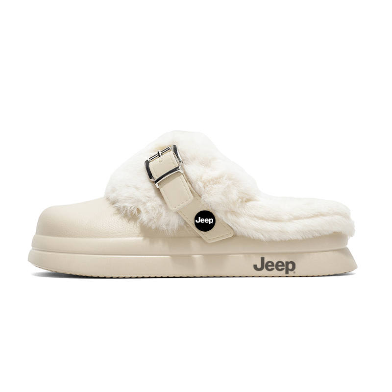Jeep Fall Winter Thickened And Fleece Lined Comfortable Home Outerwear Casual Cotton Slipper