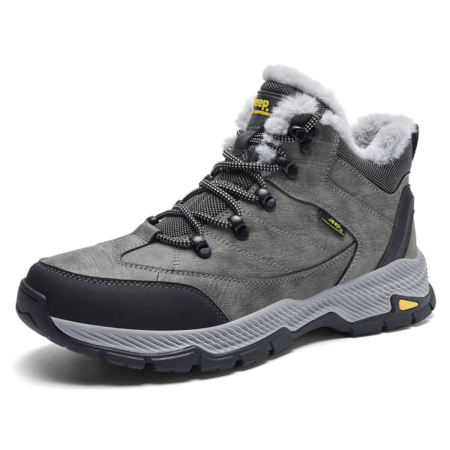 Jeep Textile, Split Cow Leather Mid top Outdoor Shoes Men's Gray