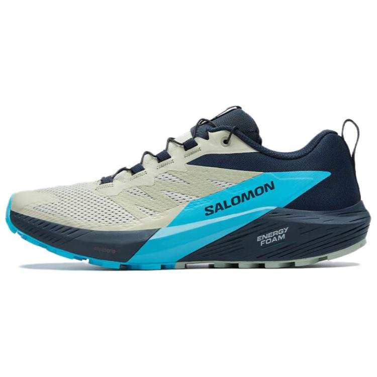 SALOMON Sense Ride 5 Comfortable Running Shoes Men's Beige Black Blue