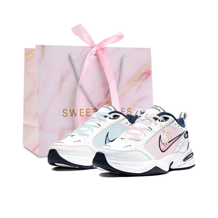 Nike Nike Air Monarch 4 Slip Resistant Abrasion Resistant Low top Chunky Sneakers Unisex Blue Pink