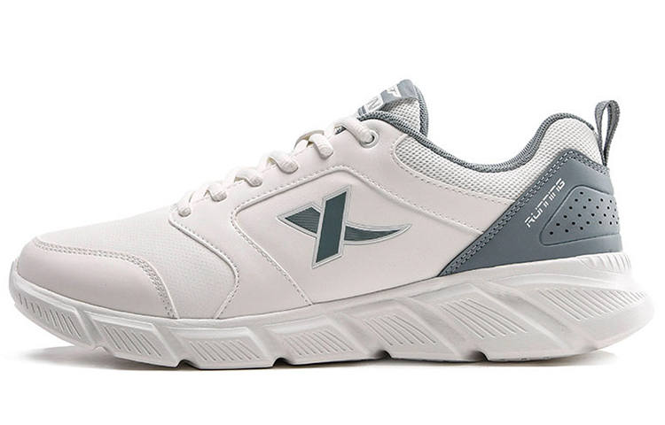 XTEP Textile, Synthetic Leather Slip Resistant Abrasion Resistant Low top Running Shoes Men's White Gray