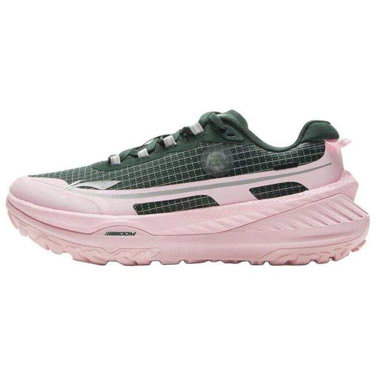 Li-Ning Li Ning De Lu Series Cushioning Slip Resistant Abrasion Resistant Rebound Low top Running Shoes Women's Green Pink