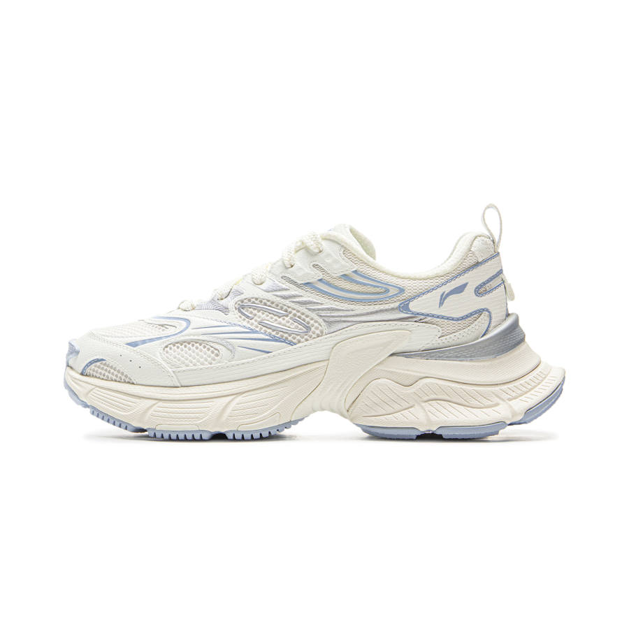Li-Ning Li Ning Xingji Cushioning Slip Resistant Abrasion Resistant Breathable Low top Chunky Sneakers Women's White Blue