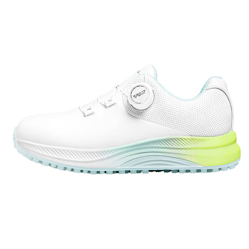 PGM Cushioning, Non Slip, And Waterproof Low top Golf Shoes Women's White Cyan Yellow