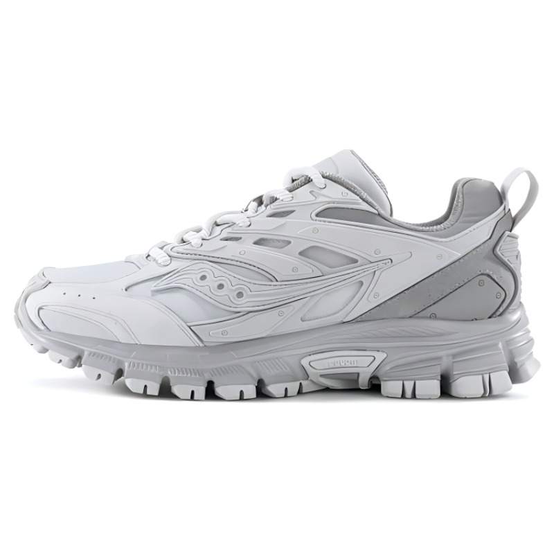 Saucony Leather Cushioning Slip Resistant Abrasion Resistant Low top Running Shoes Unisex Light Gray, Dark Gray