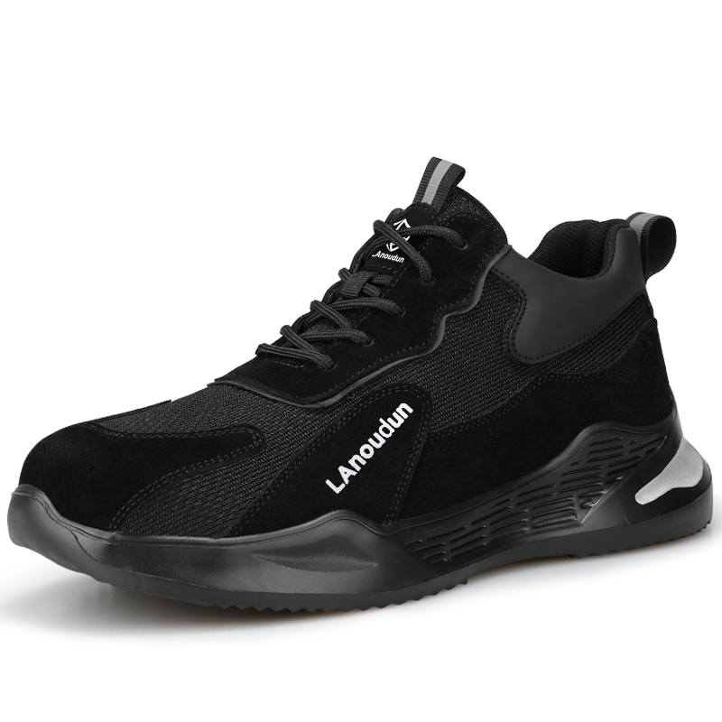 LANOUDUN Safety Shoes Men's Impact Resistant Fabric Cushioning Rebound Impact Resistant Lightweight Low top