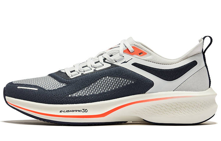 Erke Lightning 3.0 Cushioning Rebound Abrasion Resistant Low top Running Shoes Men's Gray Ink Blue Rock White