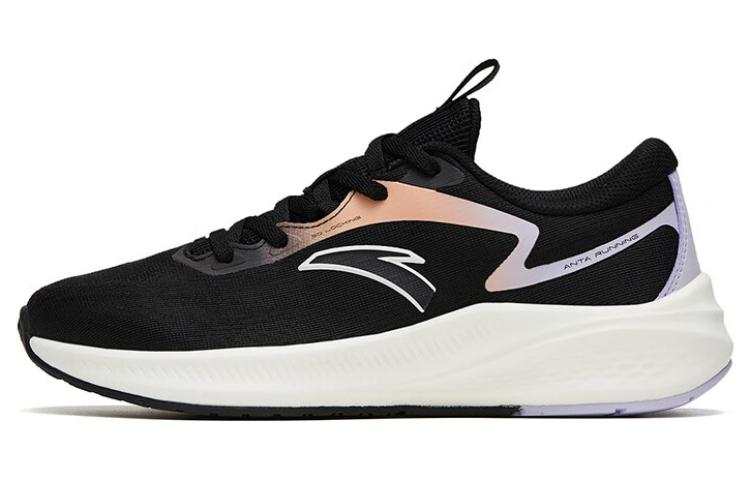 Anta Road Run Cushioning Slip Resistant Abrasion Resistant Low top Running Shoes Women's Black Purple