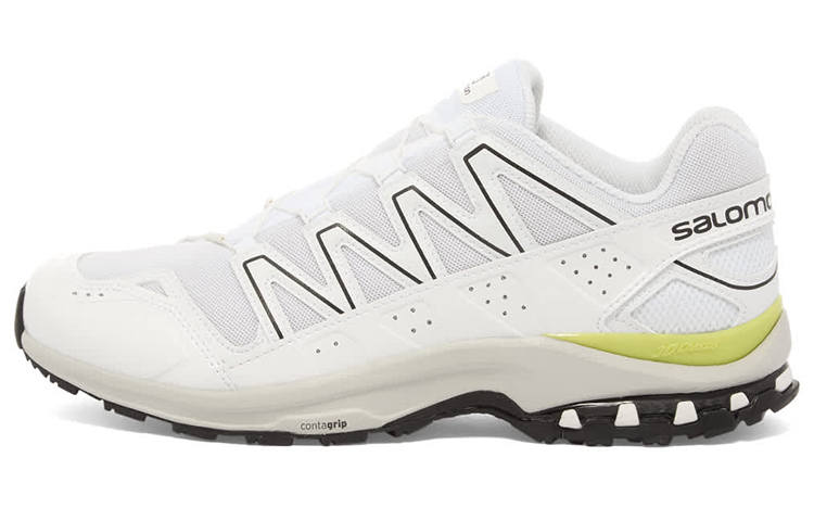 SALOMON Mesh, Textile Cushioning Slip Resistant Abrasion Resistant Lightweight Low top Running Shoes Men's White Green