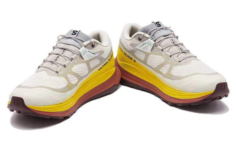 SALOMON X Ultra 2 Mesh, Textile Slip Resistant Abrasion Resistant Low top Rubber Running Shoes Women's Beige Yellow Red