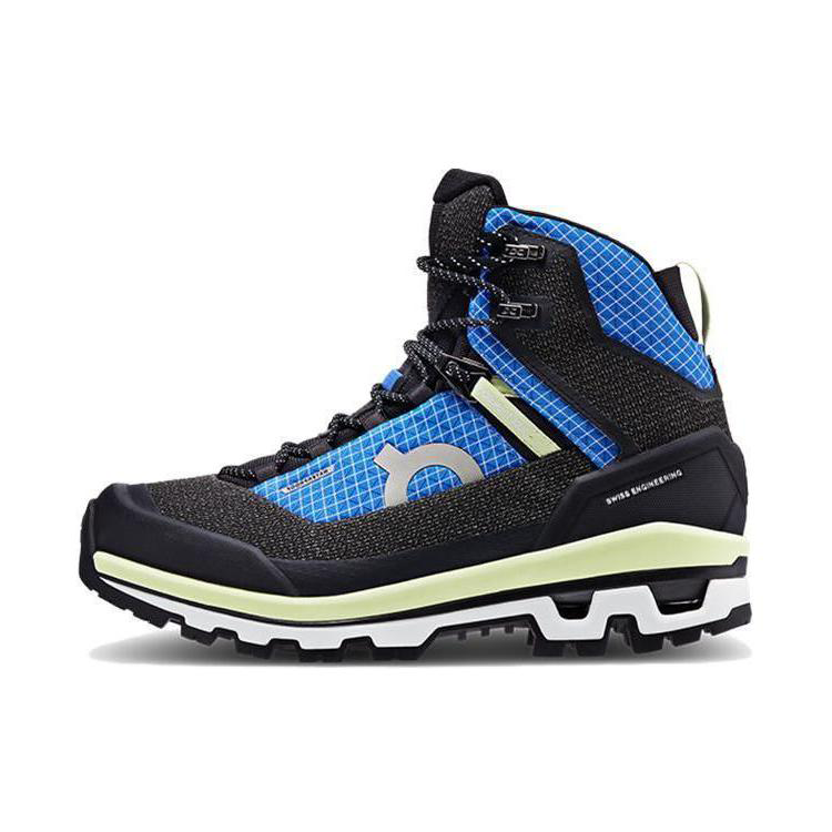 On Cloudalpine Waterproof Abrasion Resistant High top Outdoor Shoes Women's Black Blue