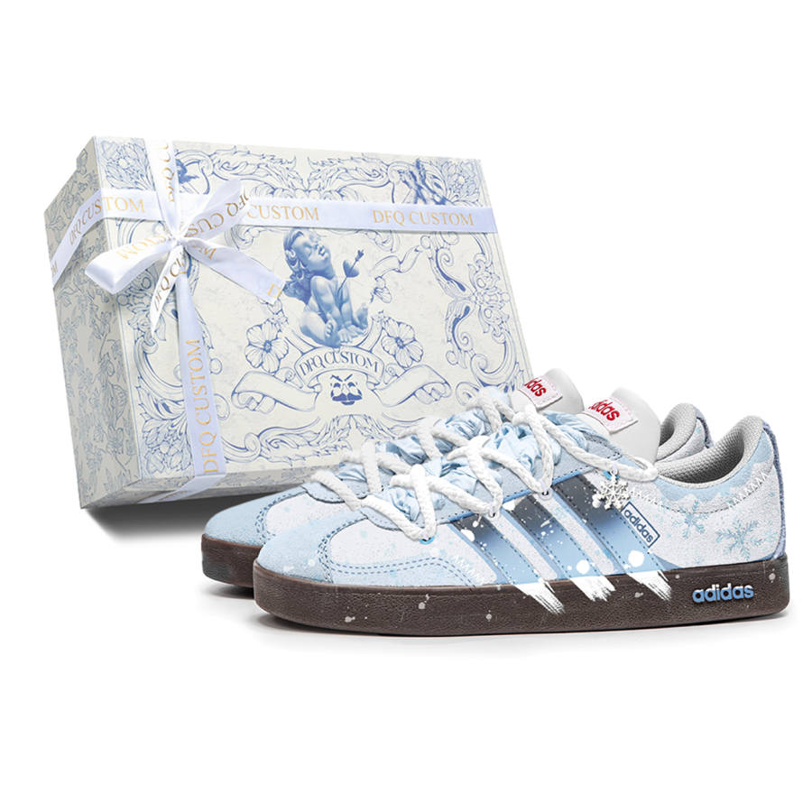 Adidas Adidas VL COURT 2.0 Icy Snow Abrasion Resistant Abrasion Resistant Low top Skateboard Shoes Unisex Blue Brown