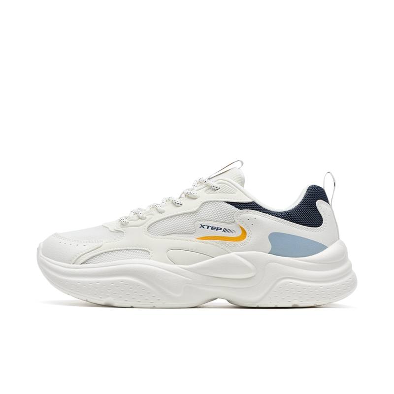 XTEP Cushioning Breathable Lightweight Low top Chunky Sneakers Men's White Blue Orange