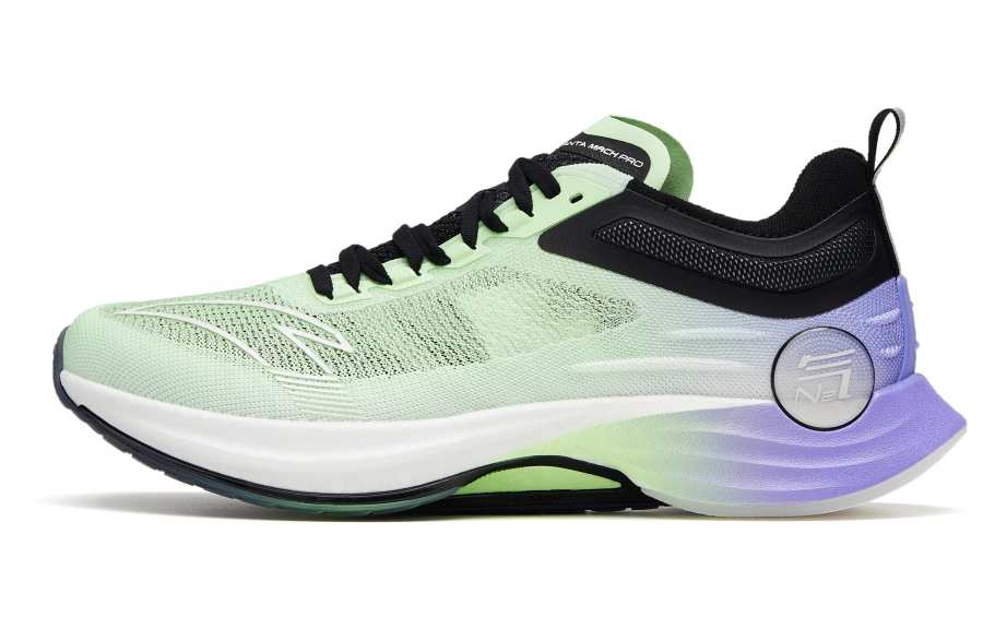 Anta Mach Pro Casual Cushioning Slip Resistant Low top Running Shoes Men's Green Purple Black
