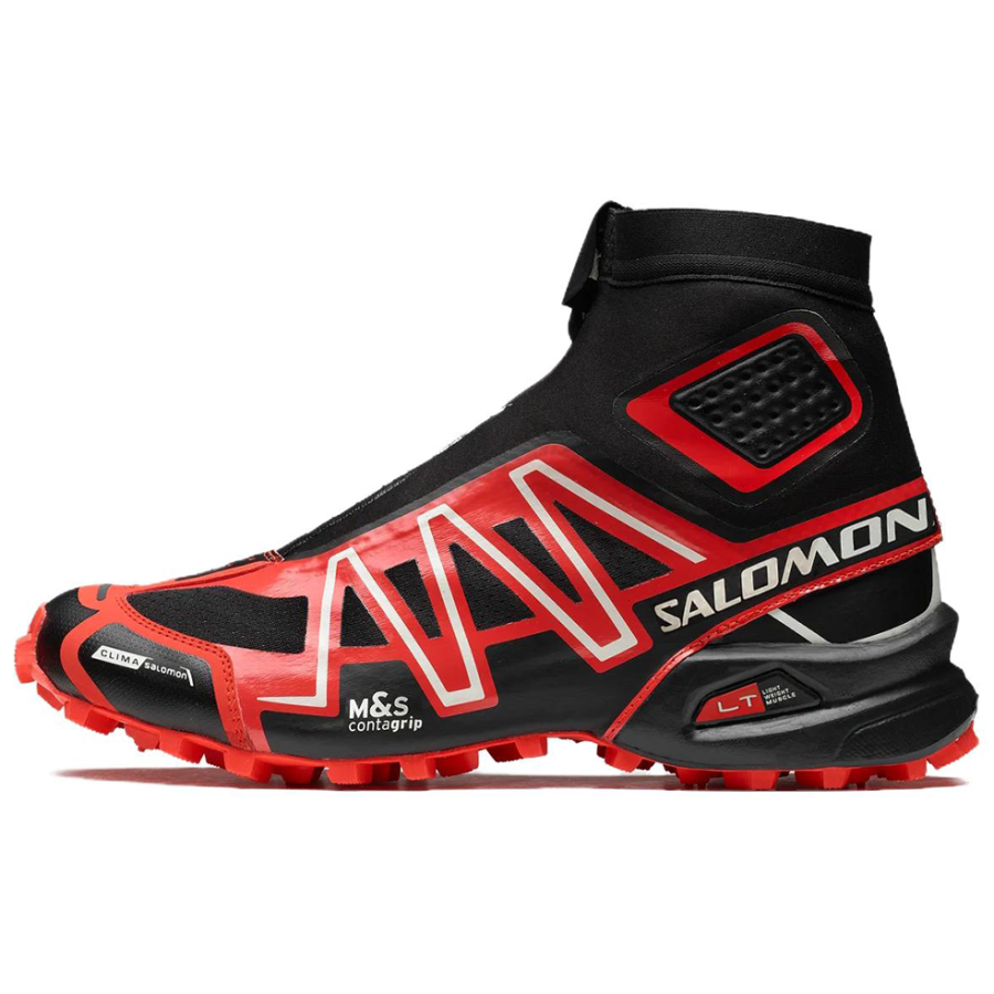 SALOMON CROSS Slip Resistant Abrasion Resistant High top Outdoor Shoes Unisex Black Red