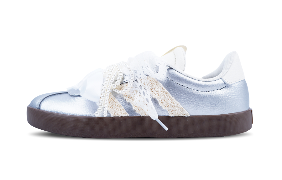 Adidas Adidas VL COURT 3.0 Slip Resistant Slip Resistant Low top Skateboard Shoes Unisex White Silver