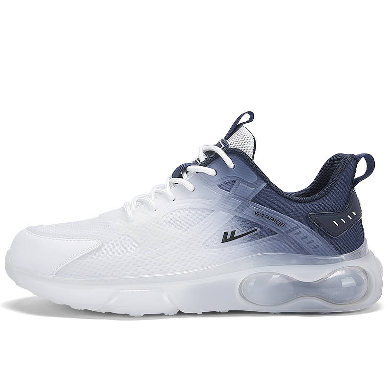 Warrior Breathable Mesh Cushioning Height Increasing Low top Running Shoes Men's White Dark Blue Black