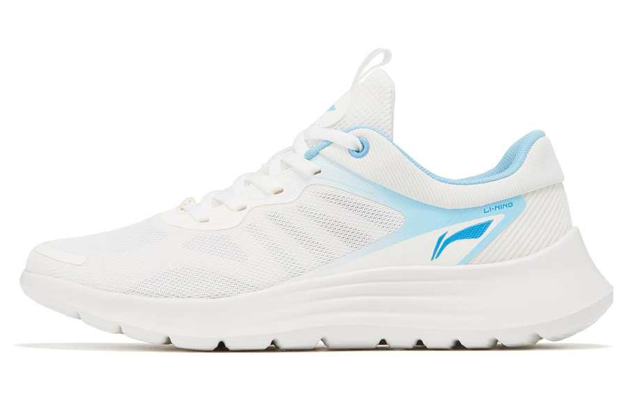Li-Ning LiNing Light Feather Cushioning, Abrasion Resistant, Breathable, Lightweight Low top Running Shoes Men's White Blue