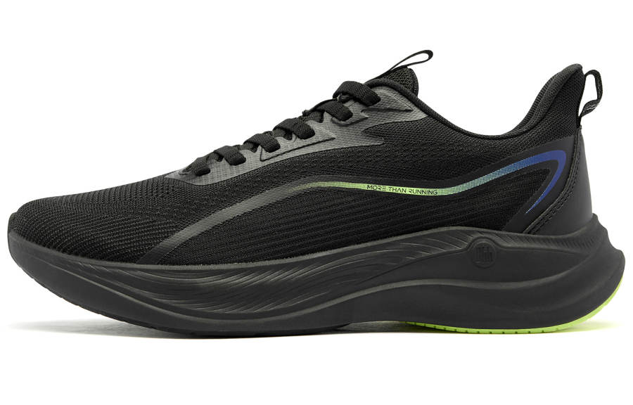 QIAODAN Wind Speed 2.0 Running Shoes Men's Low Top Black/Flying Shadow Green