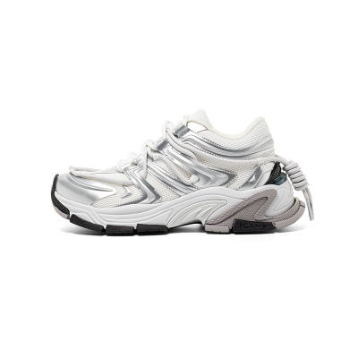 BLIND402 Slip Resistant Abrasion Resistant Low top Casual Vintage Chunky Sneakers Running Shoes Unisex White Silver
