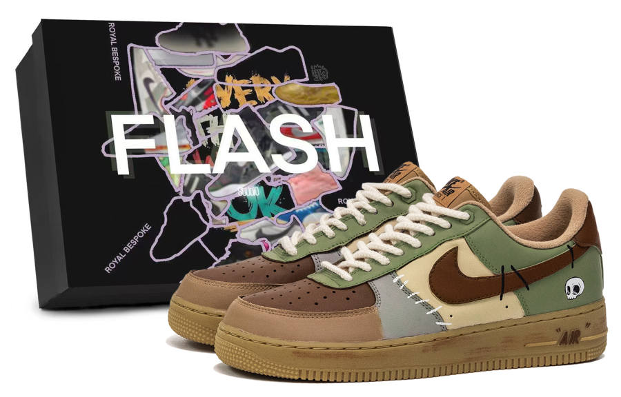 Nike Nike Air Force 1 Muddy Wild Woman, Box Included Leather Abrasion Resistant Low top Skateboard Shoes Women's Brown Green