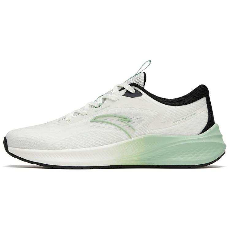 Anta Road Run Comfortable Cushioning Slip Resistant Abrasion Resistant Low top Running Shoes Men's White Gouache Green