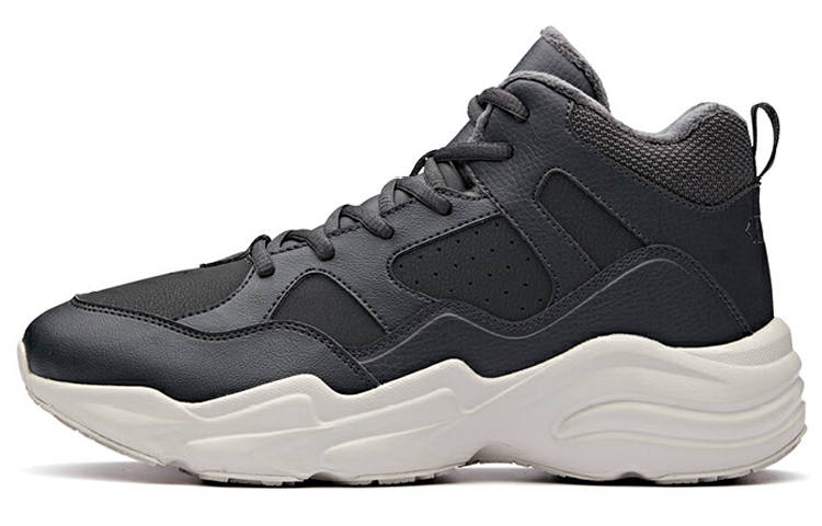 Anta Fleece Lined Casual Slip Resistant Abrasion Resistant High top Running Shoes Men's Black White