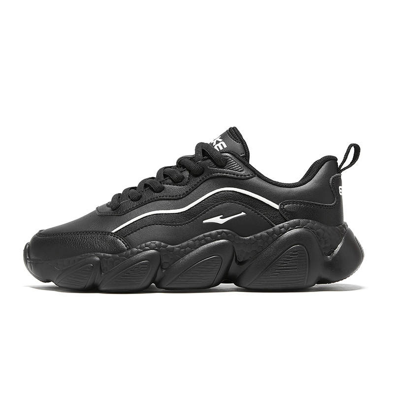 Erke Cushioning Slip Resistant Abrasion Resistant Breathable Low top Chunky Sneakers Women's Black