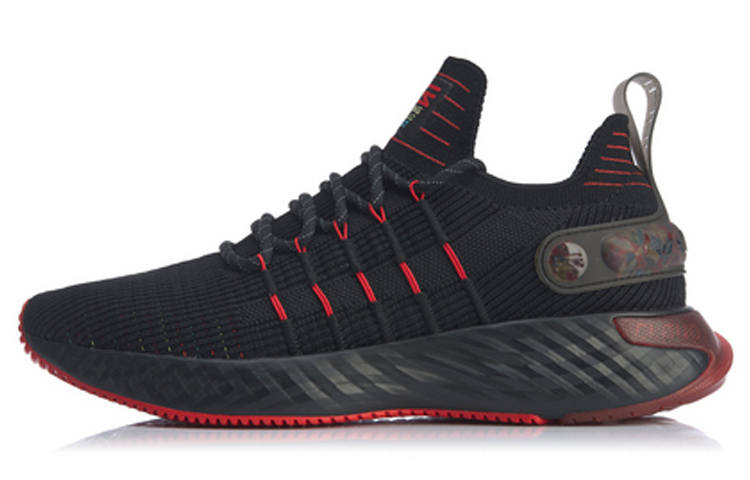 Li-Ning Li Ning Cloud 6 Element Versatile Slip Resistant Lightweight Non slip Lightweight Low top Running Shoes Men's Black Red