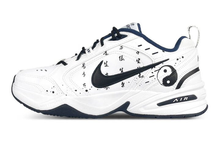 Nike Nike Air Monarch 4 White Navy PU Leather Low top Chunky Sneakers Unisex Black White
