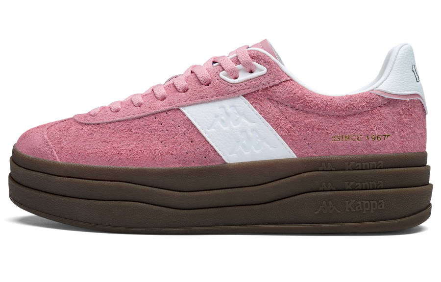 Kappa K Love Back to Back Lightweight Low top German Army Trainers Women's Pink Apple Red Classic White