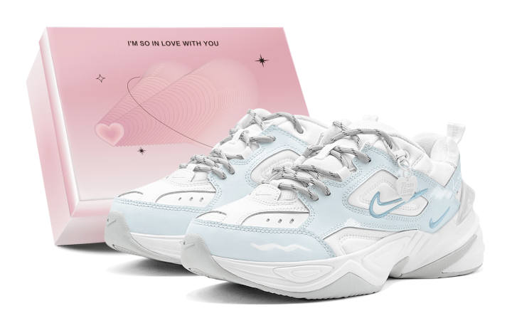Nike Nike M2K Tekno Romantic Favor, Blue Island Bliss, Heart Charm, Versatile Fashion, Refreshing Height Increasing
