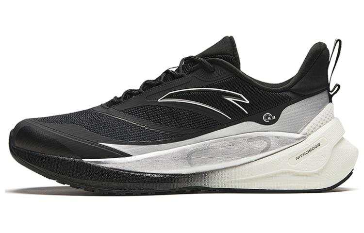 Anta C37 Series Comfortable Fabric Cushioning, Wear Resistant Low top Sprint Running Shoes Men's Black Silver