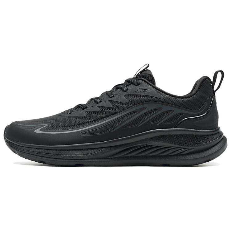 XTEP Synthetic Leather, TPU Cushioning Coverage Low top Casual Running Shoes Men's Black